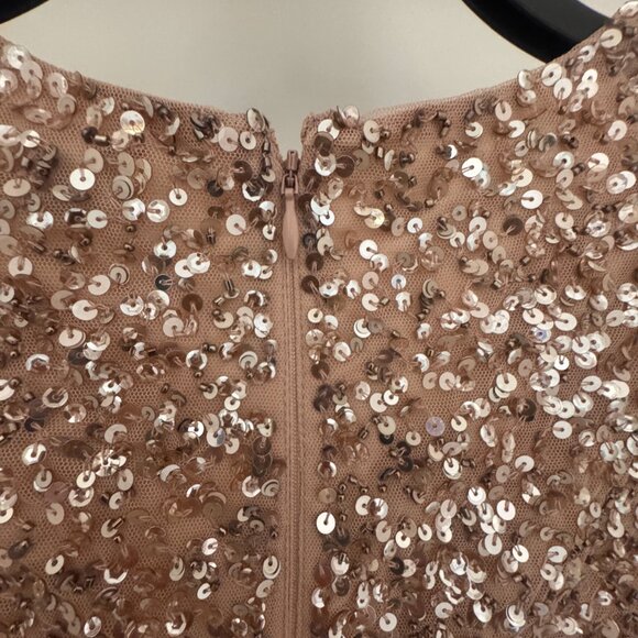 Maya Deluxe Formal Taupe Blush V Neckline Embellished Maxi Dress NWT - Picture 7 of 14